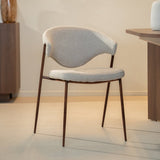 Eetkamerstoelen-Eetkamerstoel bouclé zandkleur Kaito - walnootlook frame - Japandi-Dimehouse