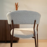 Barkrukken-Barstoel bouclé zandkleur Ryo - walnootlook frame - Japandi-Dimehouse