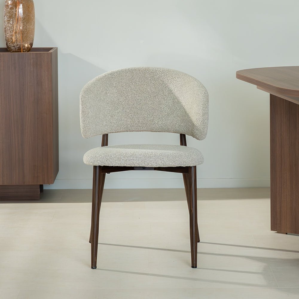Eetkamerstoelen-Japandi Eetkamerstoel Yuka Zand - Walnootlook Frame-Dimehouse