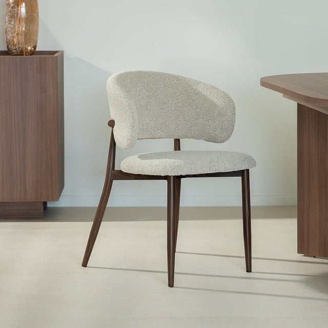 Eetkamerstoelen-Japandi Eetkamerstoel Yuka Zand - Walnootlook Frame-Dimehouse