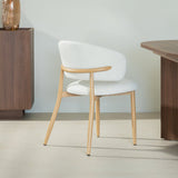 Eetkamerstoelen-Japandi Eetkamerstoel Yuka Beige - Eikenlook Frame-Dimehouse