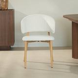 Eetkamerstoelen-Japandi Eetkamerstoel Yuka Beige - Eikenlook Frame-Dimehouse