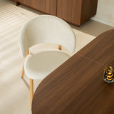 Eetkamerstoelen-Japandi Eetkamerstoel Yuka Beige - Eikenlook Frame-Dimehouse