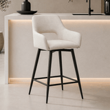 Draaibare Barkruk Beige Stof Skye - Zithoogte 67 cm - Met Armleuningen