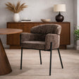 Chaises de salle à manger - Chaise de salle à manger Chenille Marron avec dossier et accoudoirs ronds - Lola - Dimehouse