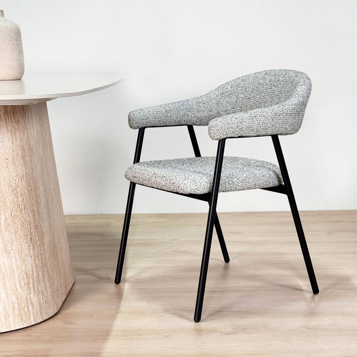 Chaise de salle à manger Set de 4 Bouclés Beige Lisa - Cadre Noir 