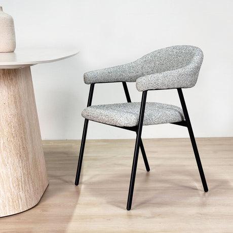 Chaise de salle à manger Set de 4 Bouclés Beige Lisa - Cadre Noir 