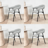 Chaise de salle à manger Set de 4 Bouclés Beige Lisa - Cadre Noir 