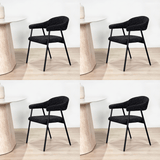 Chaise de salle à manger Set de 4 Bouclés Beige Lisa - Cadre Noir 