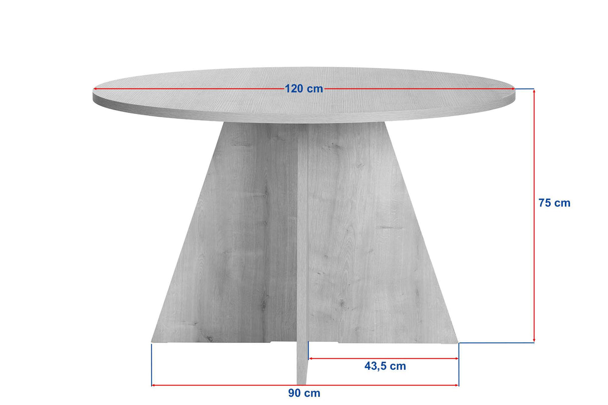 Table à manger ronde Mary en mélamine décor noyer – 125 cm