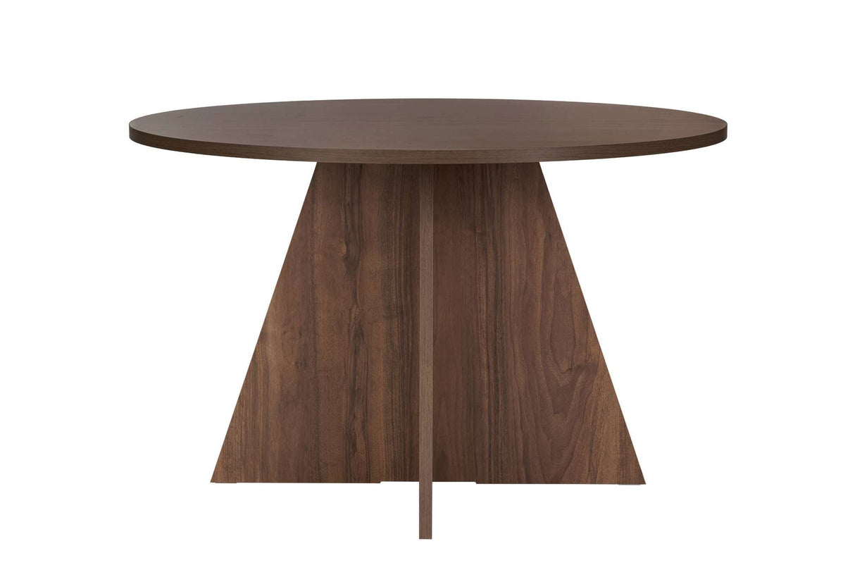 Table à manger ronde Mary en mélamine décor noyer – 125 cm