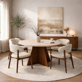 Table à manger ronde Mary en mélamine décor noyer – 125 cm