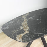 Eettafel Dolore 180x90 cm Deens Ovaal Marmerlook Zwart