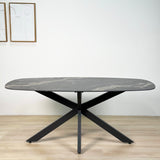 Eettafel Dolore 180x90 cm Deens Ovaal Marmerlook Zwart
