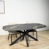 Eettafel Dolore 180x90 cm Deens Ovaal Marmerlook Zwart