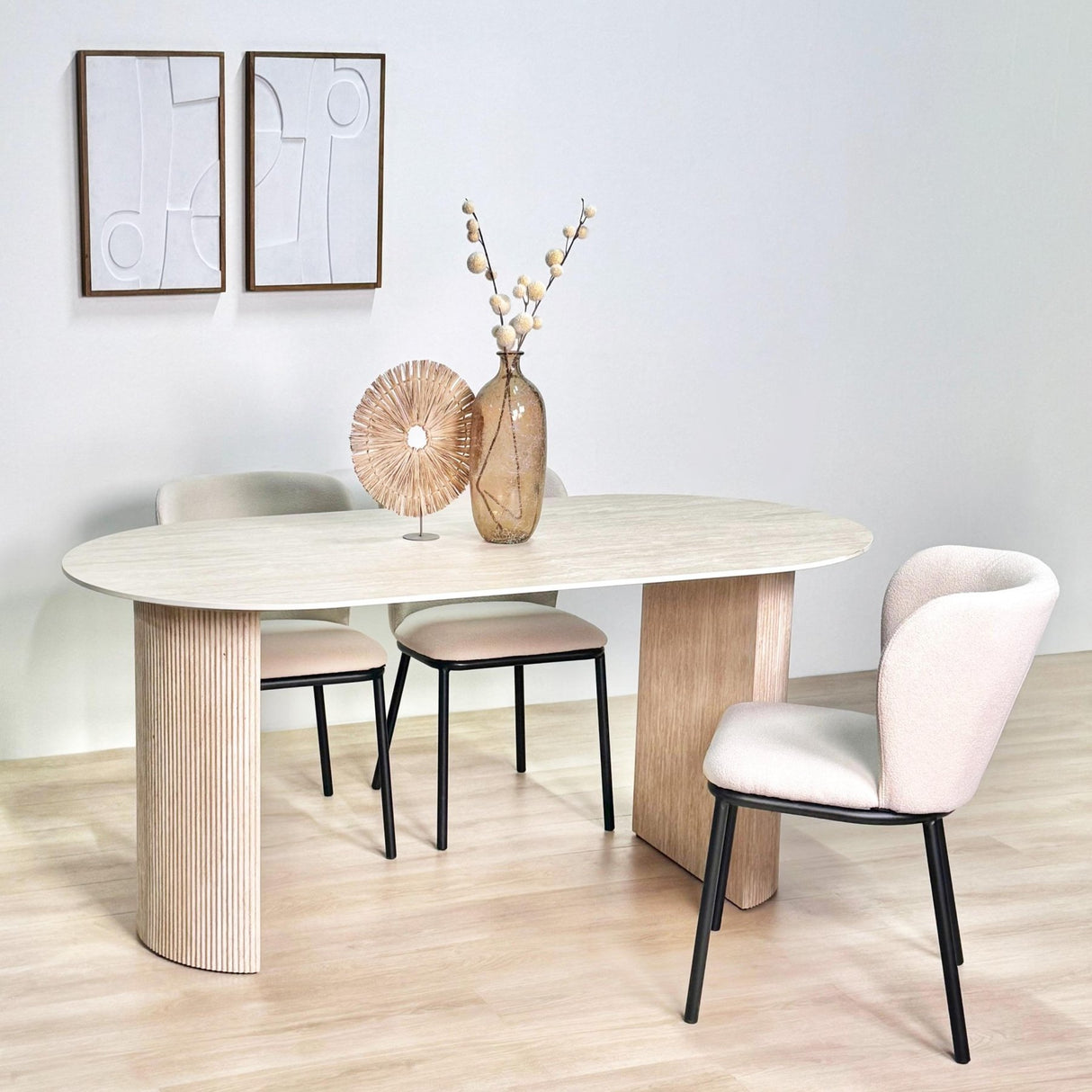 Table de salle à manger Jimi 180x90 cm travertin beige