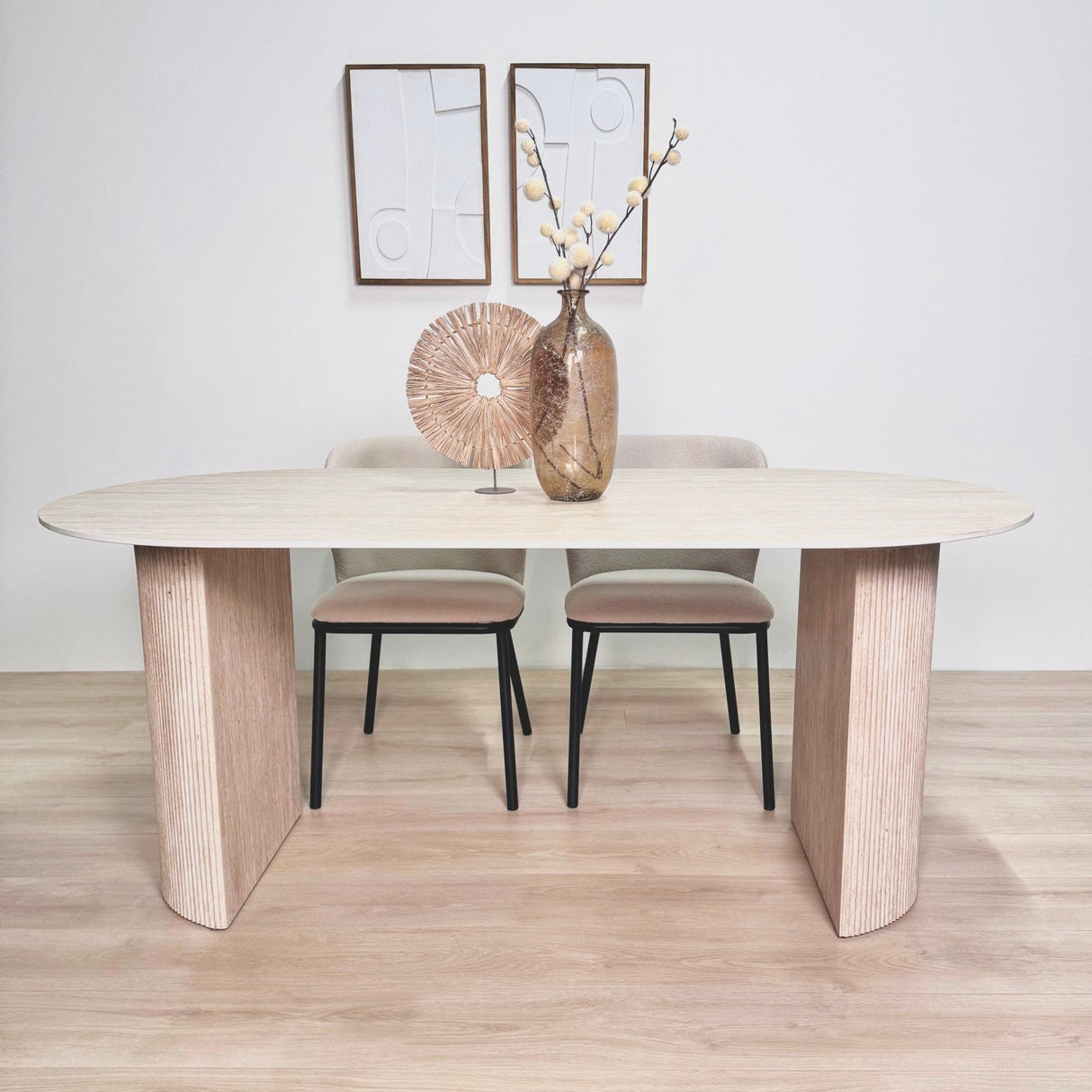 Table de salle à manger Jimi 180x90 cm travertin beige