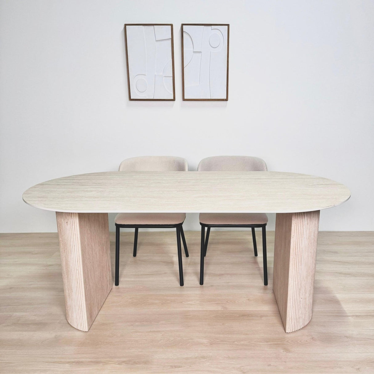 Table de salle à manger Jimi 180x90 cm travertin beige