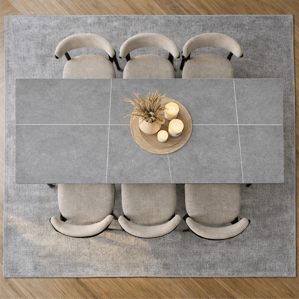 Table à manger Sintered Stone aspect marbre gris – Jules