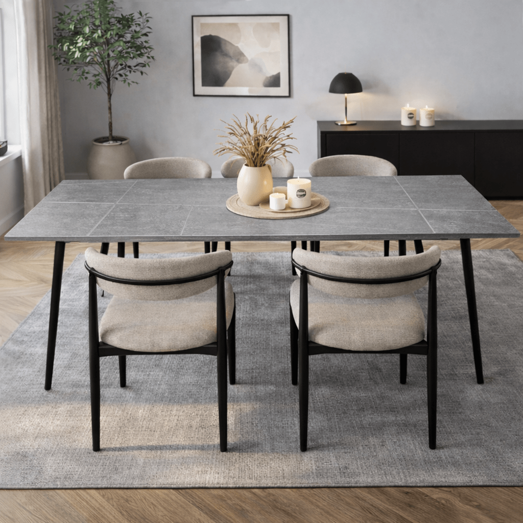 Table à manger Sintered Stone aspect marbre gris – Jules