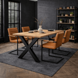 Eettafel Lenzo Rustiek Eiken - Zwarte X-poot