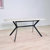 Eettafel Vesta Deens Ovaal Keramiek Travertinlook 180 cm