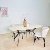 Eettafel Vesta Deens Ovaal Keramiek Travertinlook 180 cm