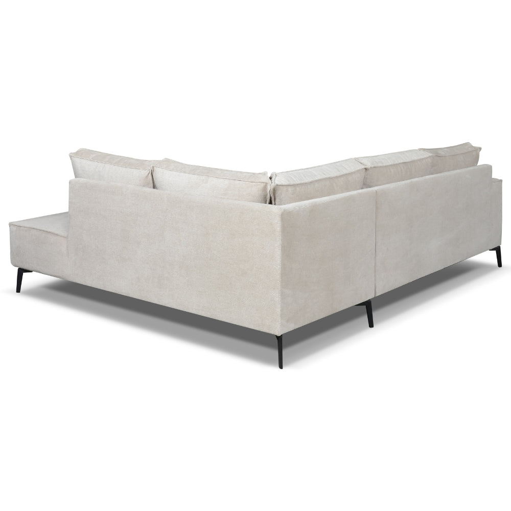 Canapé d'angle yara avec chaise longue sur la droite beige chenille