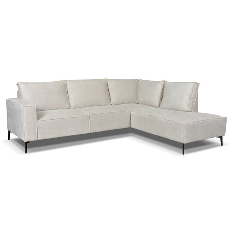 Hoekbank Yara met chaise longue rechts chenille beige