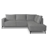 Canapé d'angle Yara avec chaise longue sur la droite chenille gris