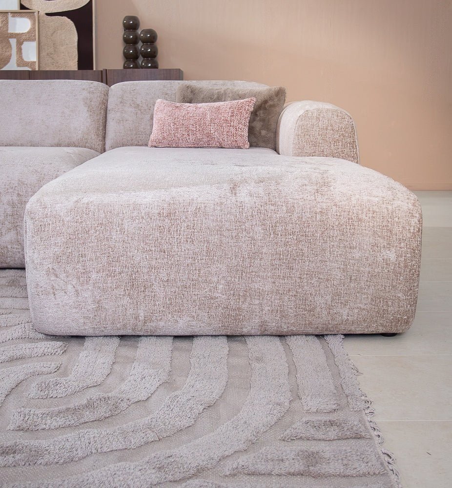 Banken-U-bank zand chenille stof - 342x165 cm - Shane-Dimehouse