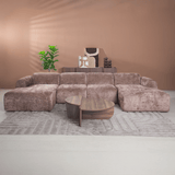 Banken-U-bank taupe chenille stof - 342x165 cm - Shane-Dimehouse