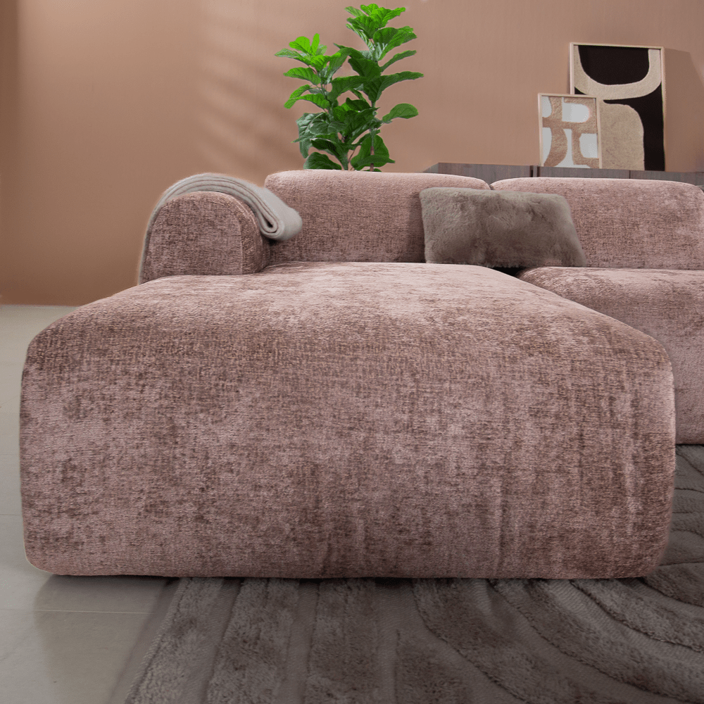 Banken-U-bank taupe chenille stof - 342x165 cm - Shane-Dimehouse