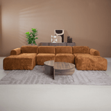 Banken-U-bank oker chenille stof - 342x165 cm - Shane-Dimehouse