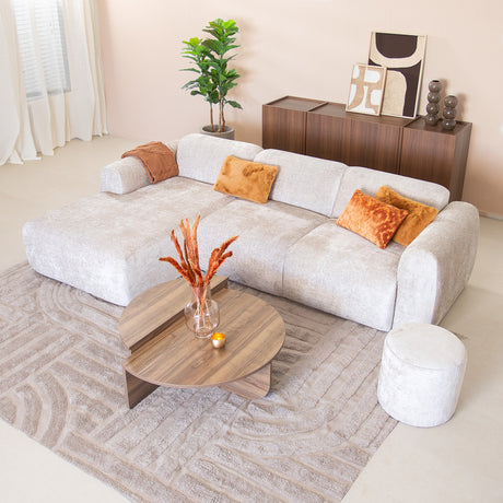 Hoekbank  beige chenille stof - 272x170 cm - Shane - links