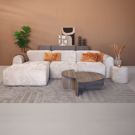 Banken-Hoekbank beige chenille stof - 292x170 cm - Shane - links-Dimehouse