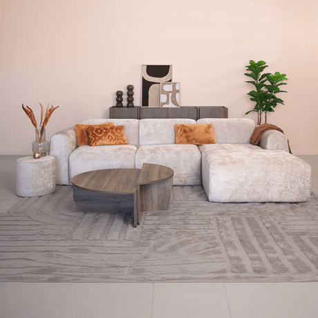 Banken-Hoekbank beige chenille stof - 292x170 cm - Shane - rechts-Dimehouse