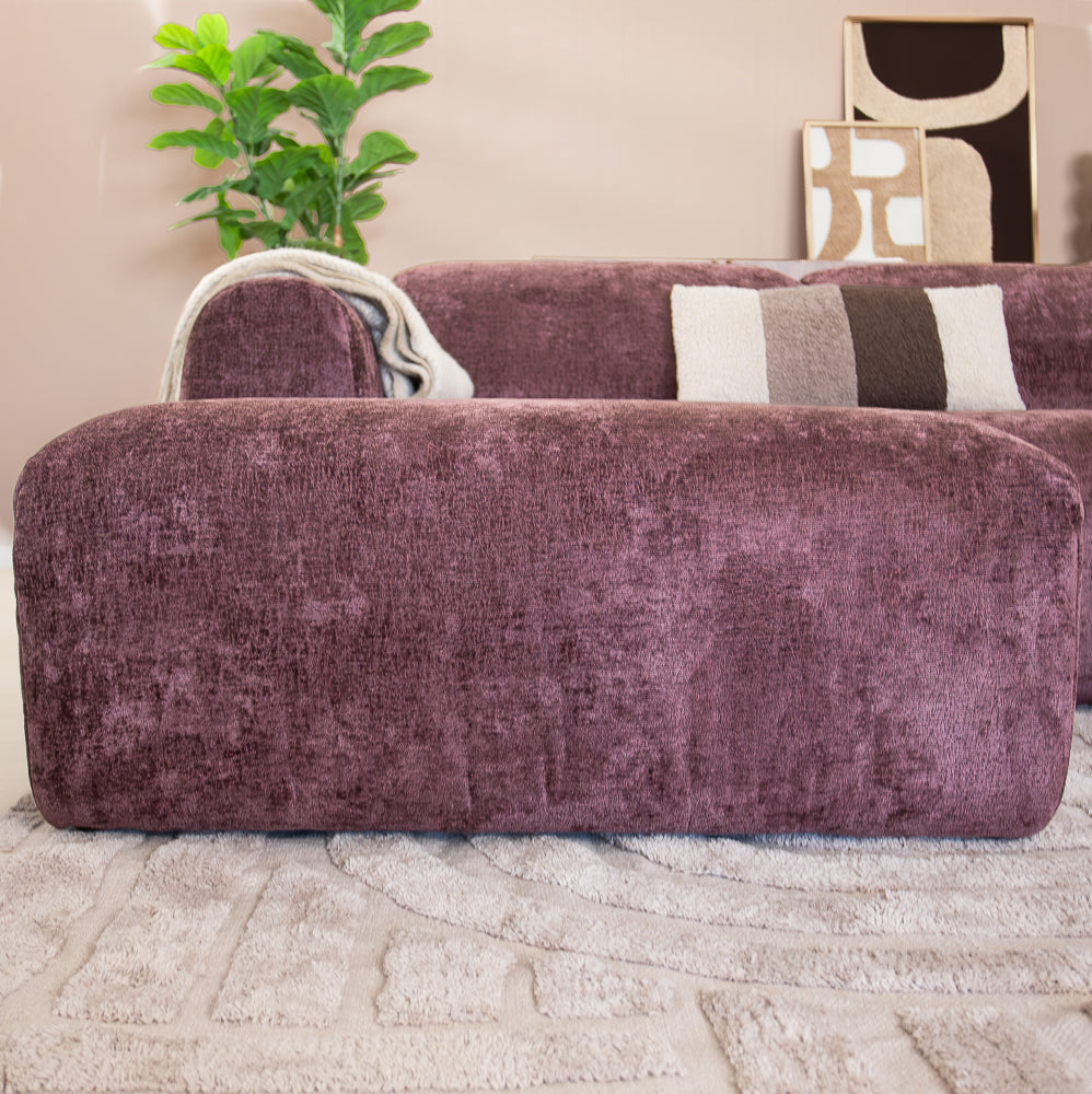 Hoekbank paars chenille stof - 292x170 cm - Shane - links