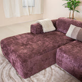 Hoekbank paars chenille stof - 292x170 cm - Shane - links