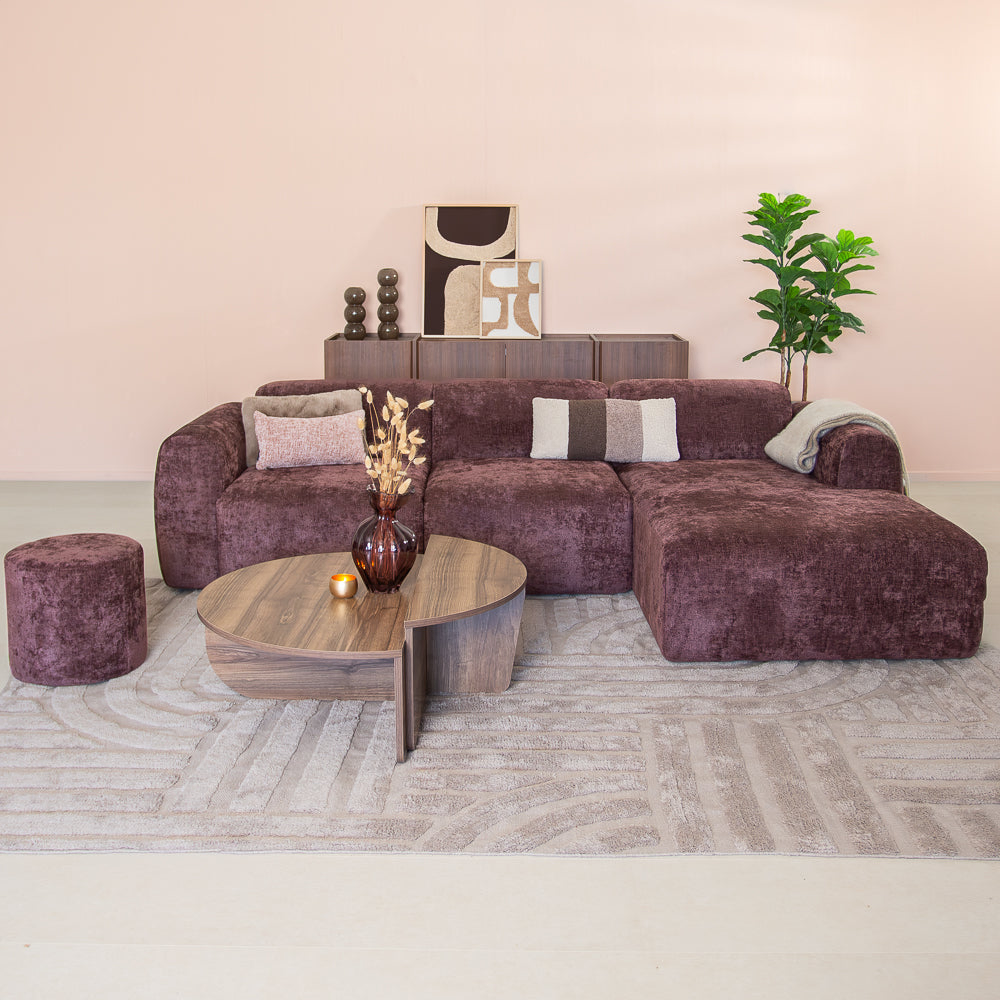 Hoekbank paars chenille stof - 292x170 cm - Shane - rechts