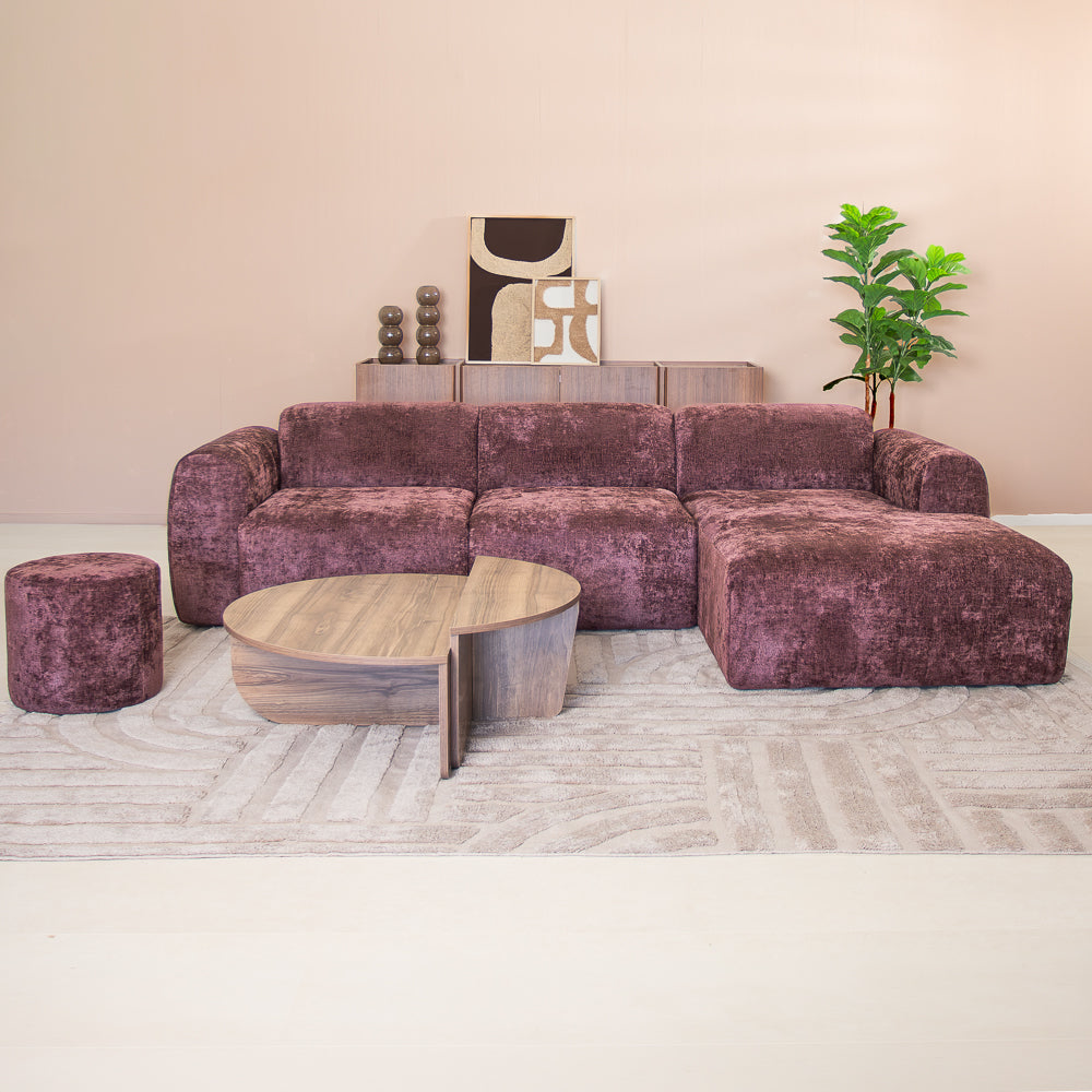 Hoekbank paars chenille stof - 292x170 cm - Shane - rechts