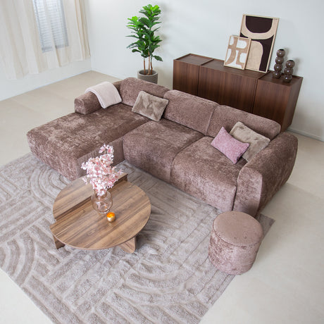Hoekbank taupe chenille stof - 272x170 cm - Shane - links