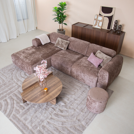 Hoekbank taupe chenille stof - 272x170 cm - Shane - links