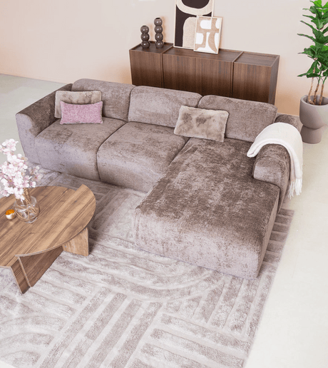 Banken-Hoekbank taupe chenille stof - 292x170 cm - Shane - rechts-Dimehouse