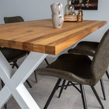 Eettafel Rover eikenhout X-poot wit