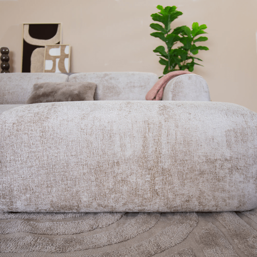Banken-Hoekbank zand chenille stof - 272x170 cm - Shane - rechts-Dimehouse