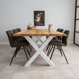 Eettafel Revi eikenhout X-poot wit