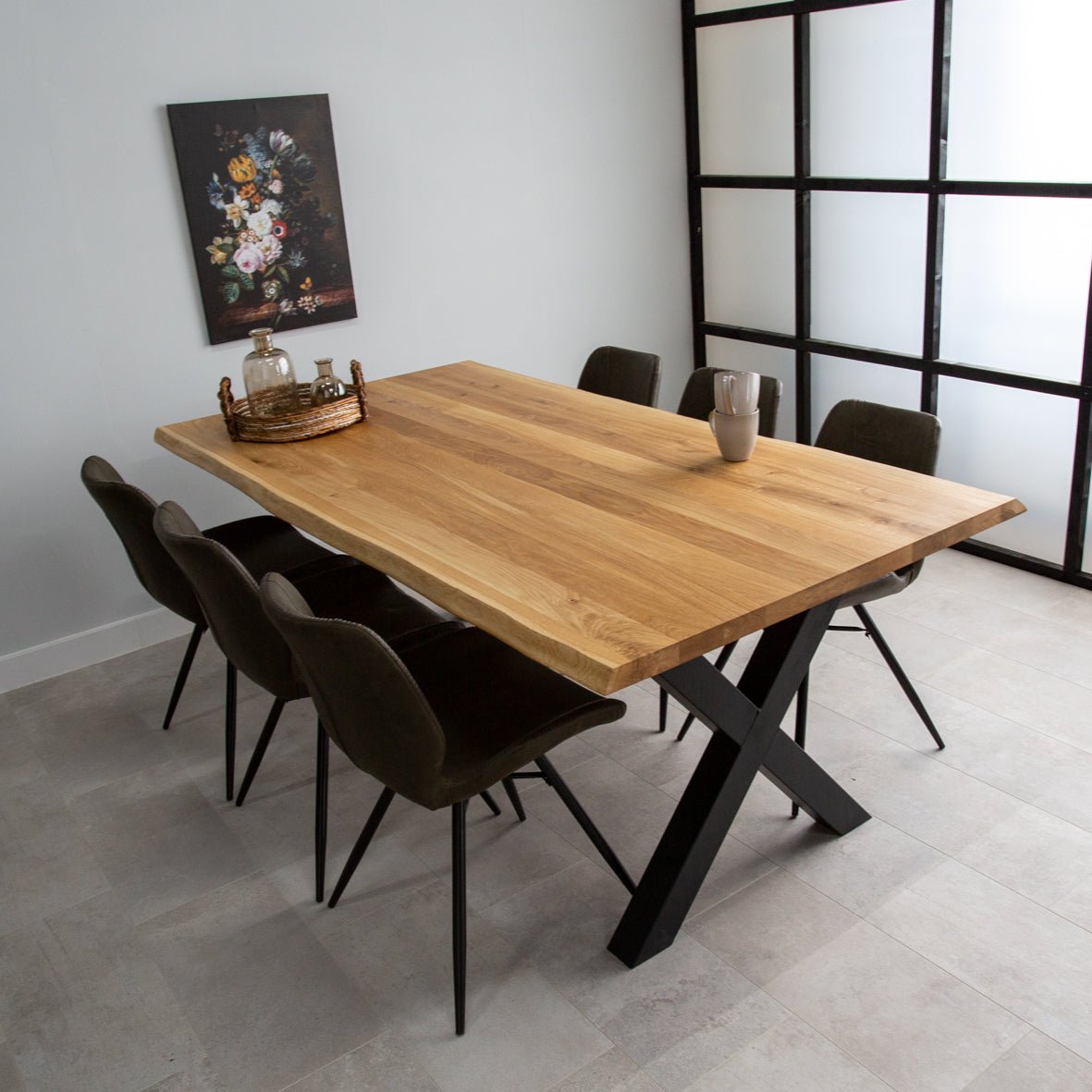 Table à manger revi Oak Wood X-leg noir