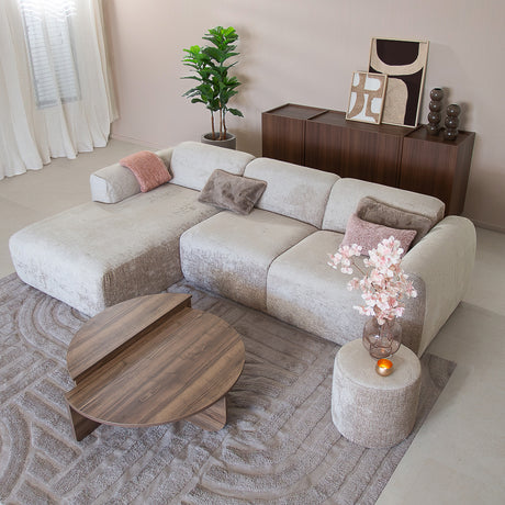 Hoekbank zand chenille stof - 272x170 cm - Shane - links