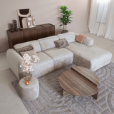 Banken-Hoekbank zand chenille stof - 272x170 cm - Shane - rechts-Dimehouse